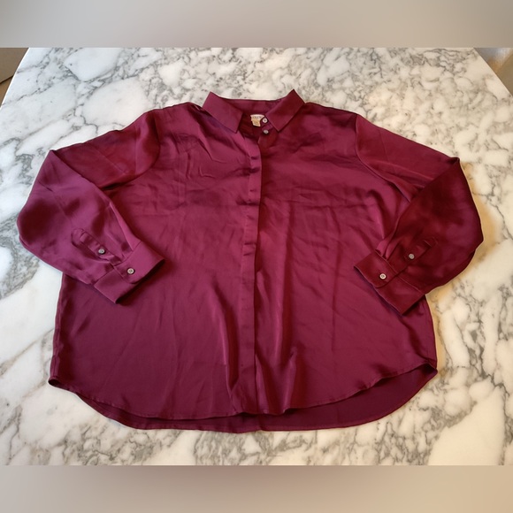EUC J. Crew Drapey Satin Button Up Top Vintage Burgundy XXL customer return - Picture 5 of 12